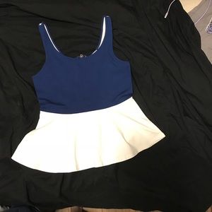 Blue and white express top
